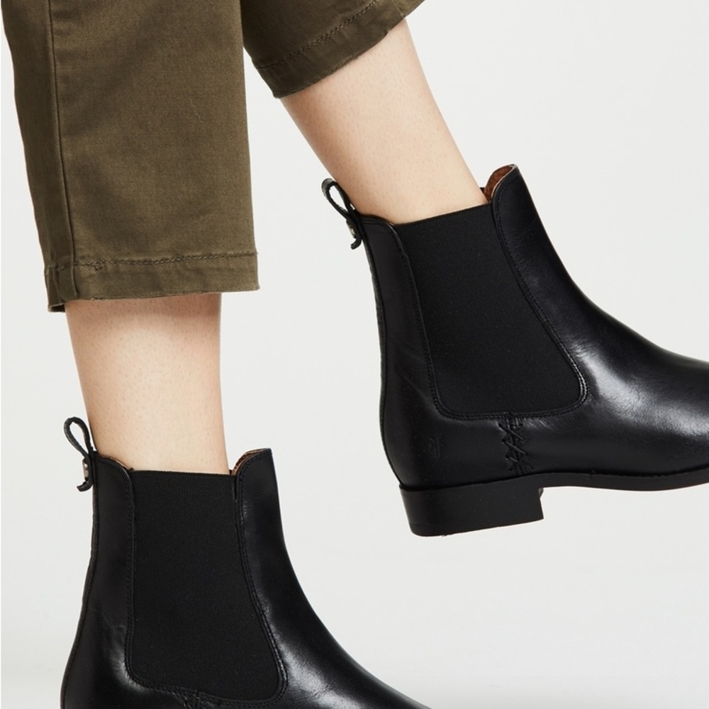 Frye MELISSA DOUBLE SOLE CHELSEA boots booties women size 9 smooth black leather - Picture 4 of 12